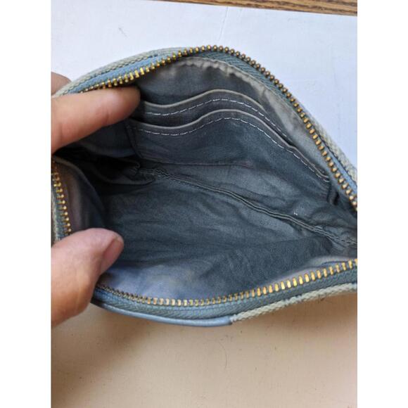 Coach Leather  Wristlet  zip top  5476 Marble Blue Azure signature - Picture 6 of 11